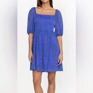 Johnny Was Love Ella Eyelet Embroidered Mini Dress Boho Chic, Size Small, NWT